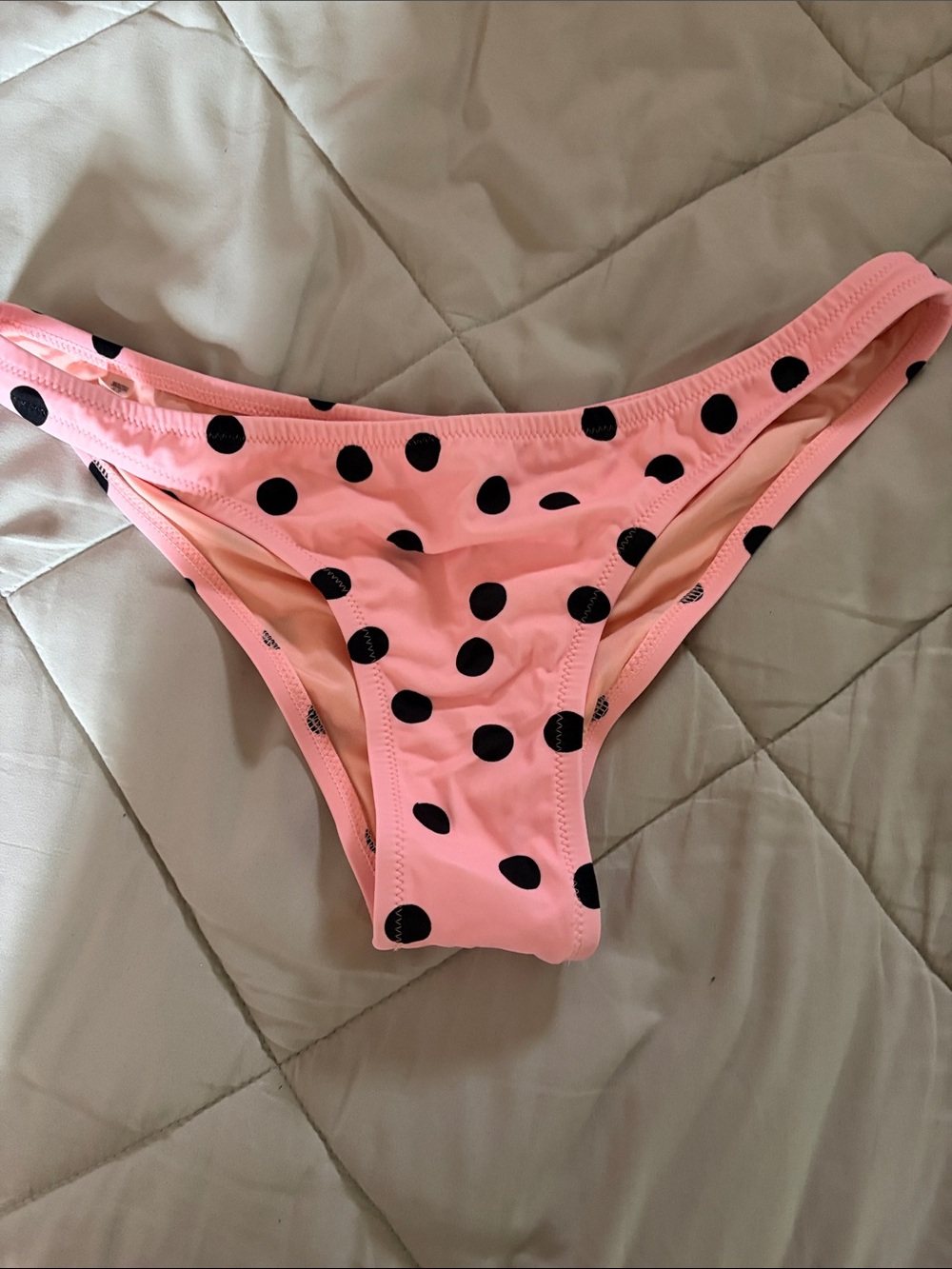 Victoria's Secret Pink Bikini Bottoms with Black Polka Dots